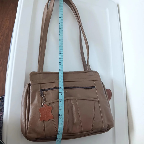 genuine leather,shoulder bag, Kim Rogers,brown Boho,hippie,multipockets. - Picture 4 of 17